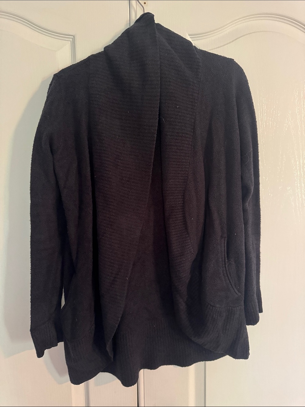 Barefoot Dreams XS Cozy Open-Front Black Cardigan